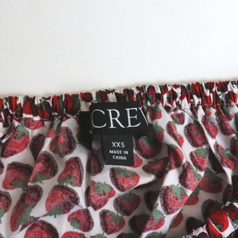 J. Crew Cinched-Waist Cropped Top in Strawberry Swirl Cotton Poplin XXS Print - Picture 7 of 9